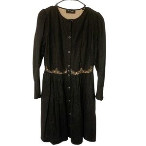 The Kooples Size Medium Black Lace Overlay Button Front‎ Dress